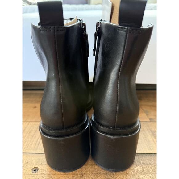 Franco Sarto Boots Women's SZ 8.5 Black Dalden Leather Ankle Booties Block Heel - Picture 7 of 13